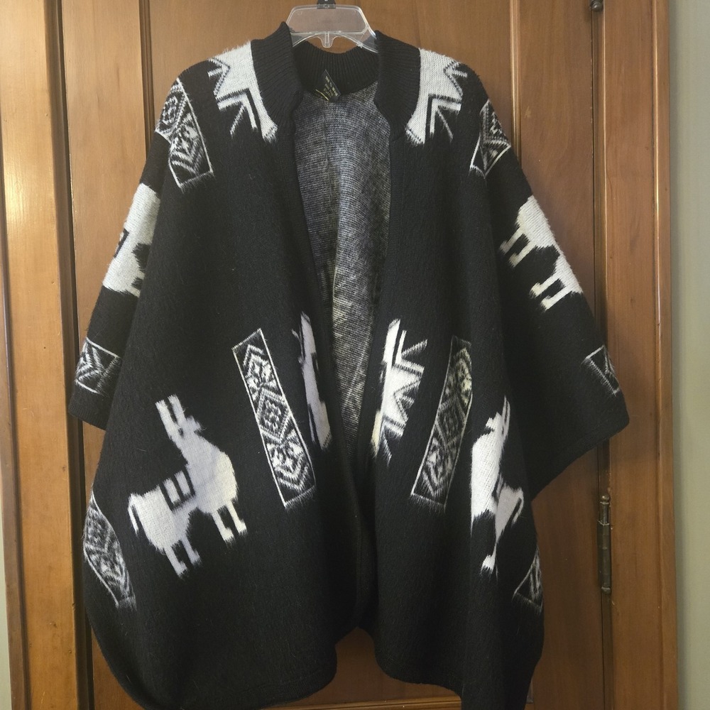 Vintage Tejidos Rumiñahui Cardigan Wrap 100% Alpaca Wool Ecuador Soft Fit To 2X‎